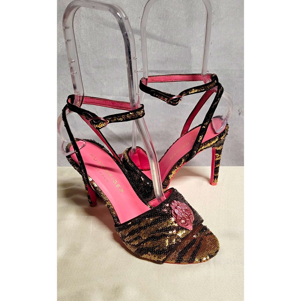 Kurt Geiger London Sequin Animal Print Strappy Ankle Strap Heels EU 38